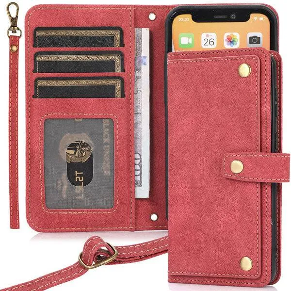 Leather Crossbody Shockproof Wallet Phone Case for iPhone 13 Series