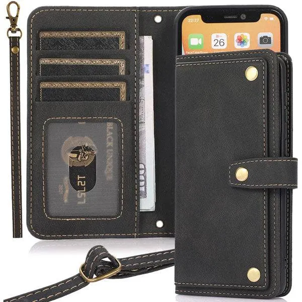 Leather Crossbody Shockproof Wallet Phone Case for iPhone 13 Series