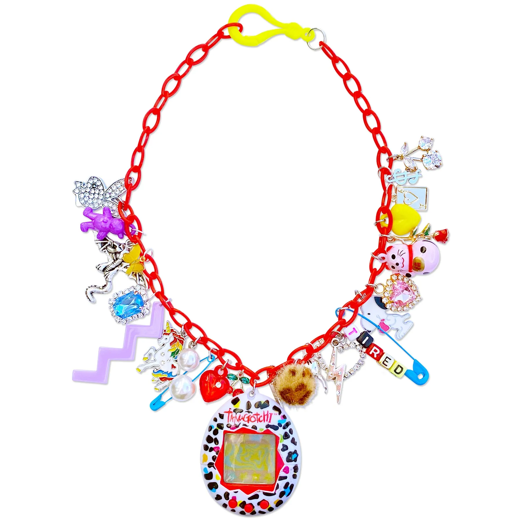 Leopard Tamagotchi Charm Necklace