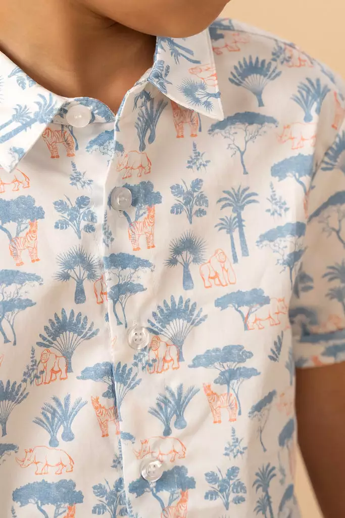 Little Man Shirt - Blue Safari