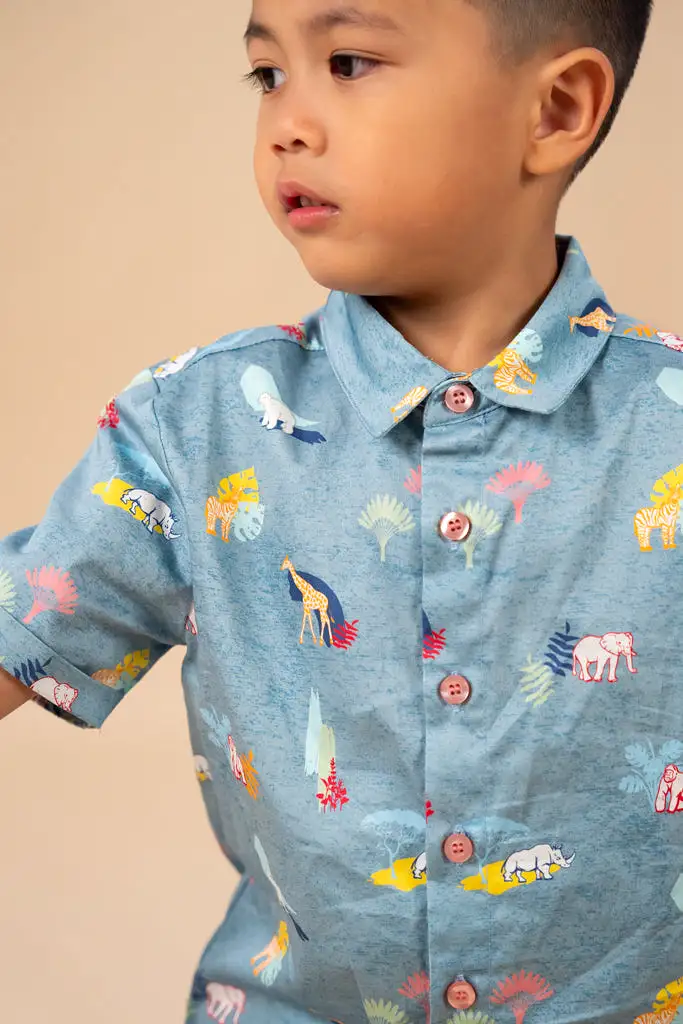 Little Man Shirt - Blue Wilderness