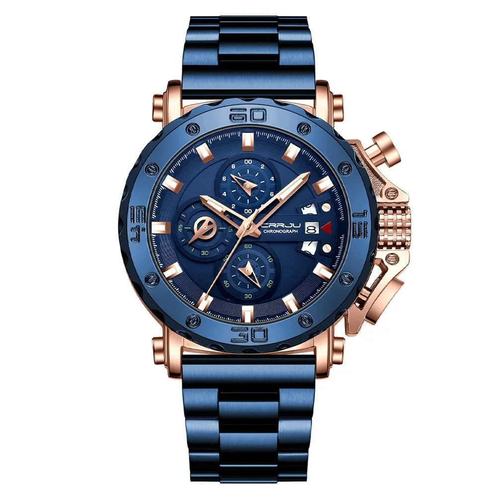 Luxury Big Dial Stainless Steel Waterproof Chronograph Wristwatches