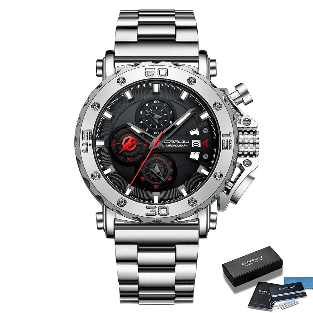 Luxury Big Dial Stainless Steel Waterproof Chronograph Wristwatches