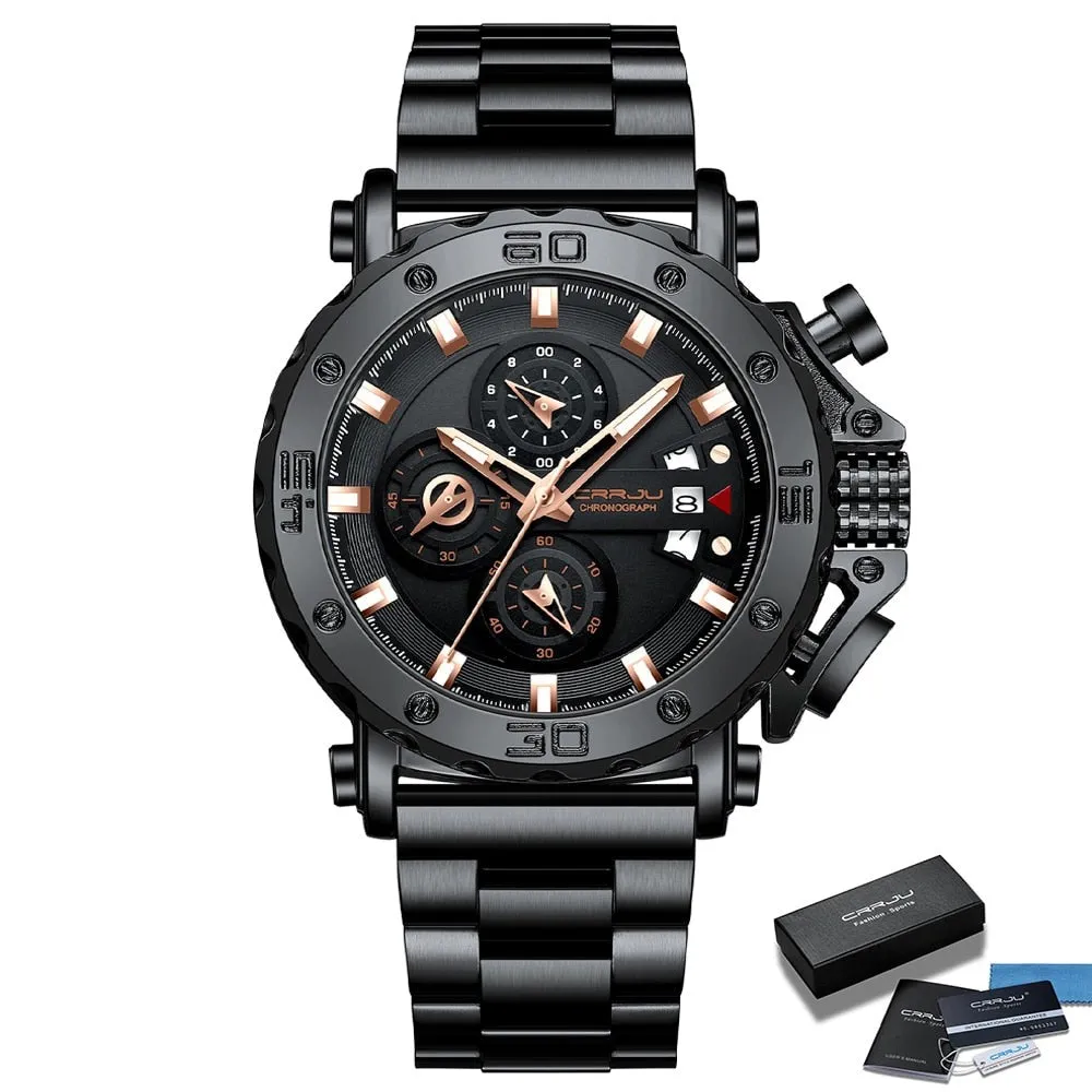 Luxury Big Dial Stainless Steel Waterproof Chronograph Wristwatches