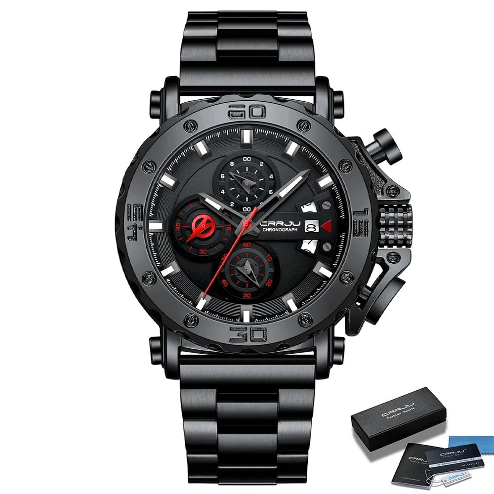 Luxury Big Dial Stainless Steel Waterproof Chronograph Wristwatches