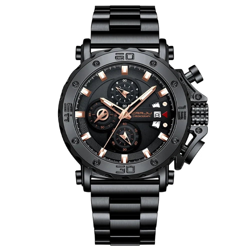 Luxury Big Dial Stainless Steel Waterproof Chronograph Wristwatches