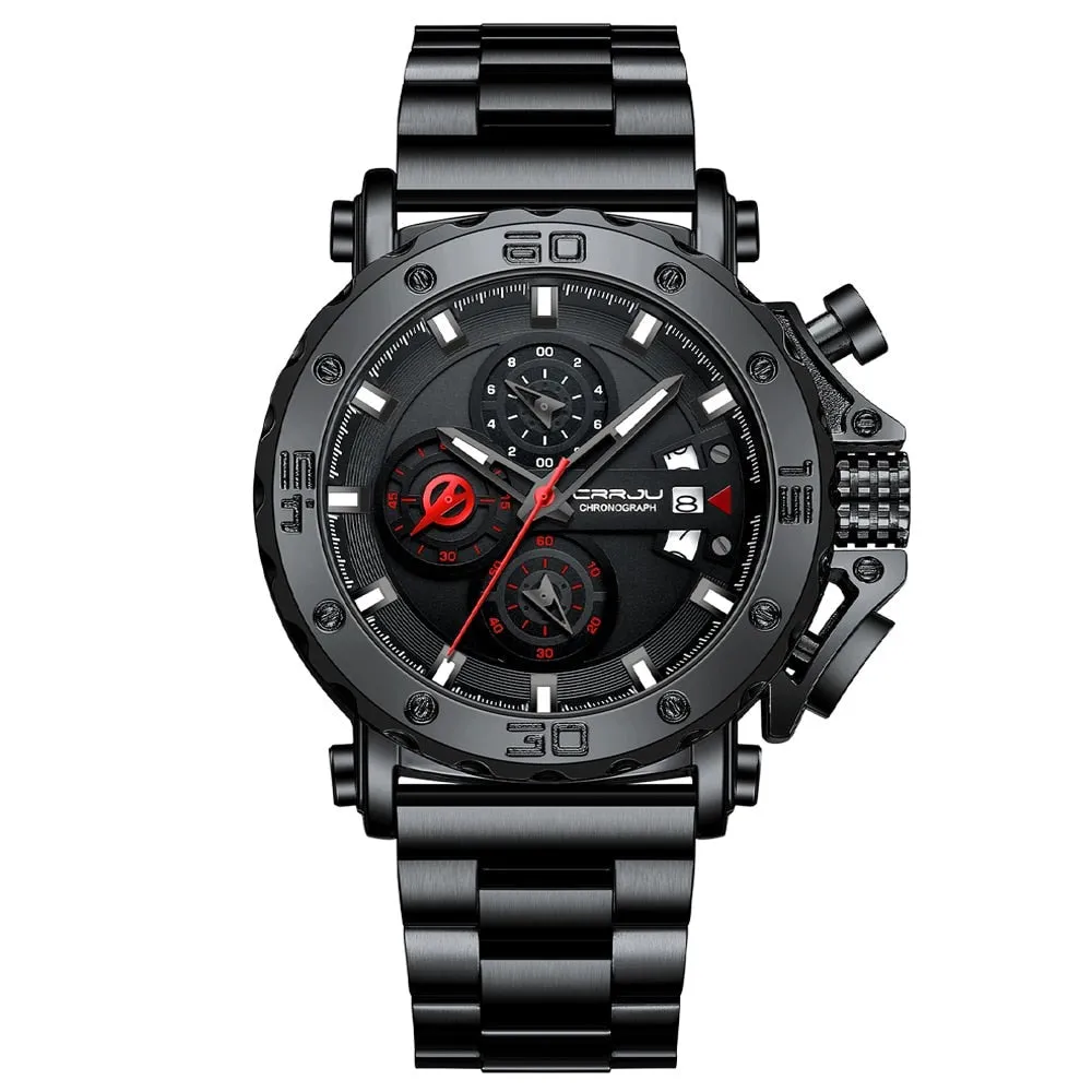 Luxury Big Dial Stainless Steel Waterproof Chronograph Wristwatches