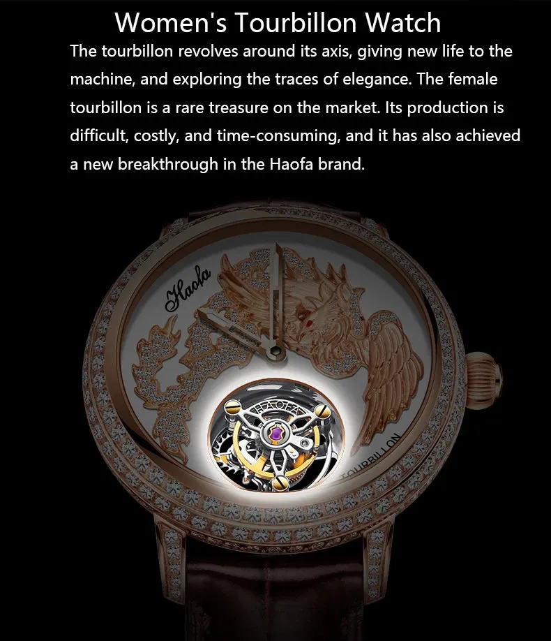 Luxury Crystal Manual Flying Tourbillon Mechanical Waterproof Couple Watch