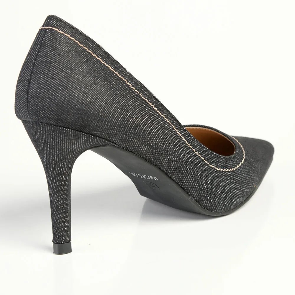 Madison Parker Denim Court Heels - Black