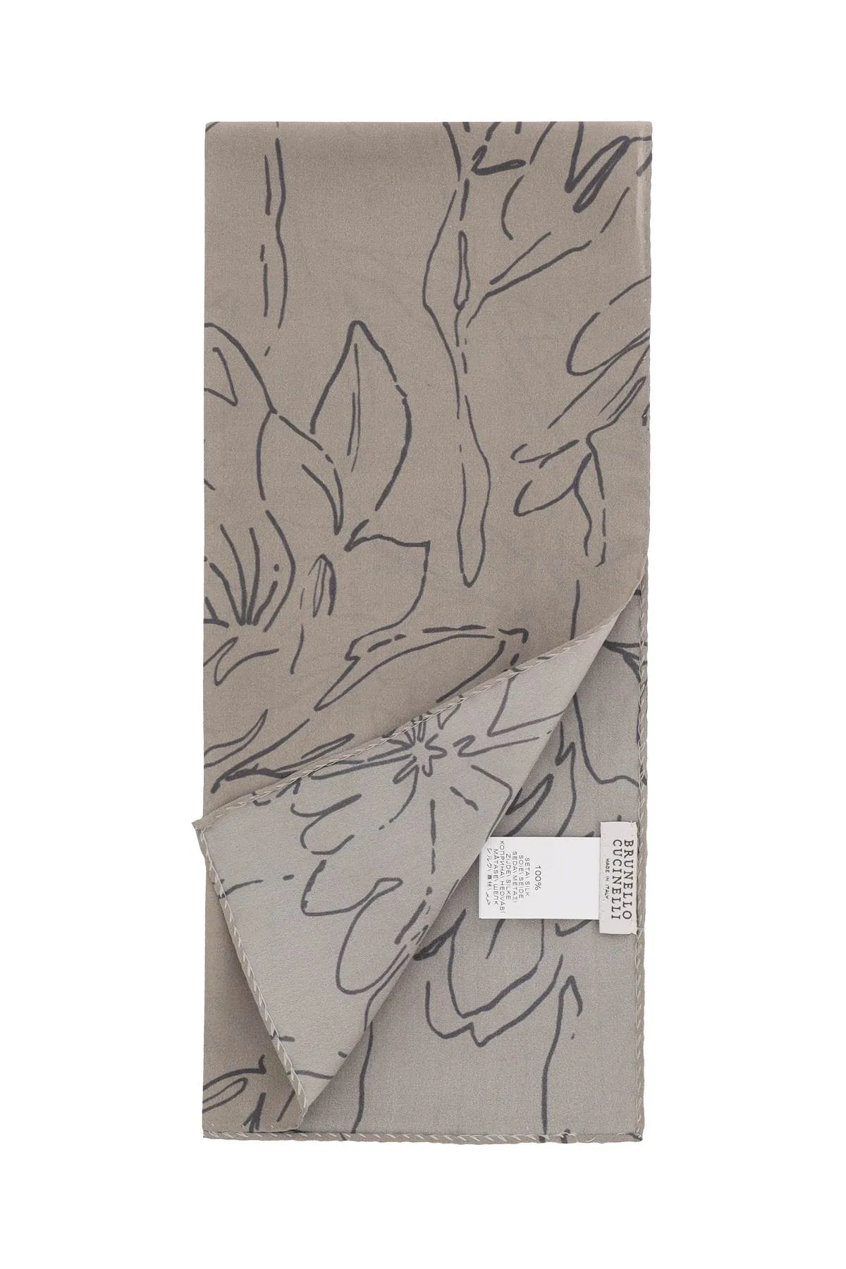 magnolia print silk scar MFOU0019 KAKI