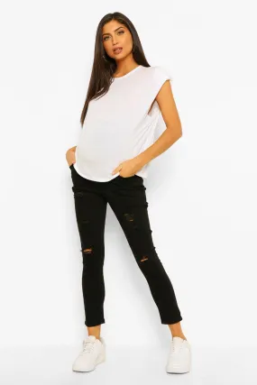 Maternity Over Bump Distressed Skinny Jeans