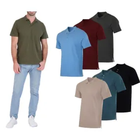 Men's Cotton Pique Short Sleeve Polo Shirts (3-Pack)