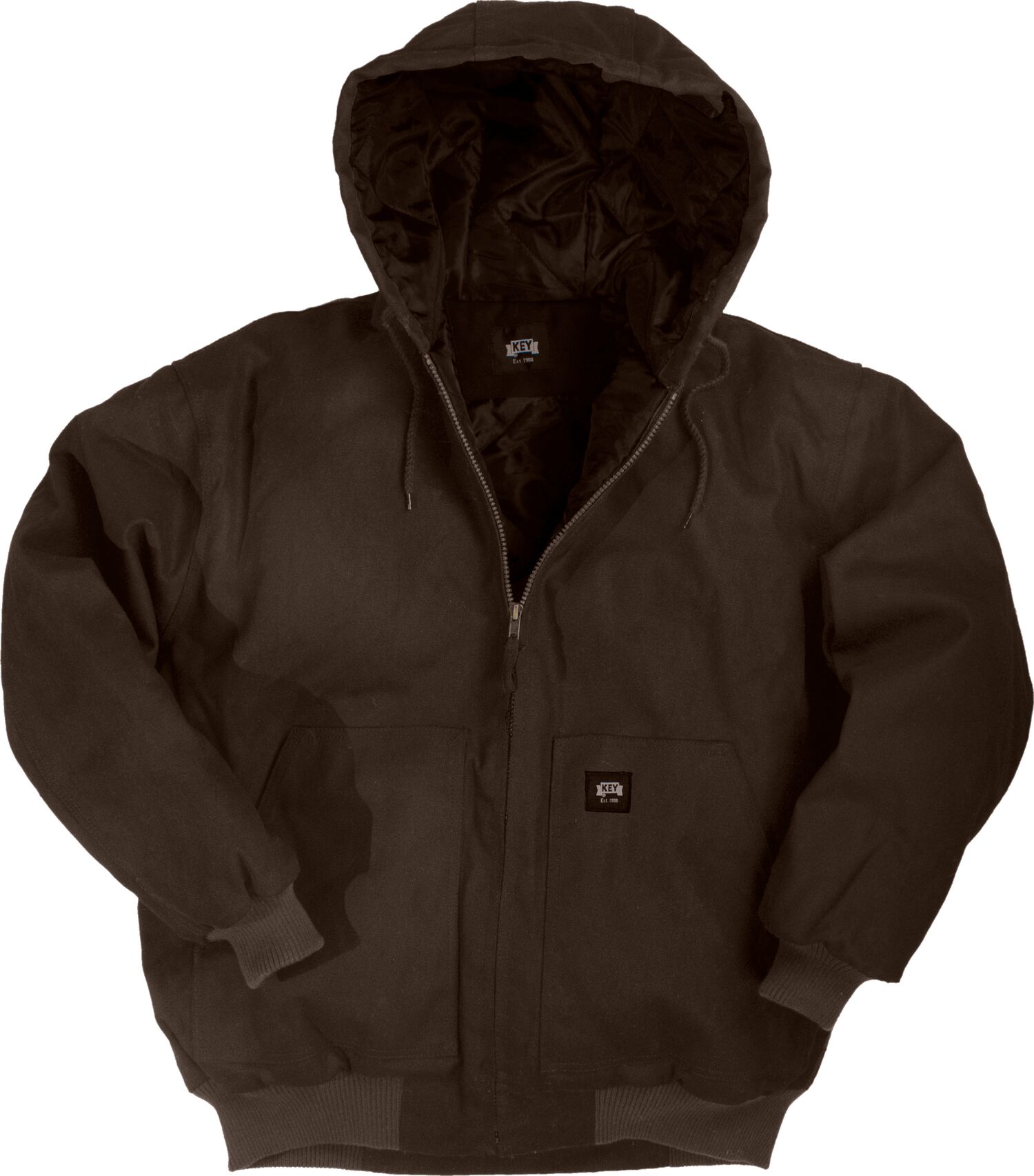 Men's Key Insulated Hooded Duck Jacket in Bark