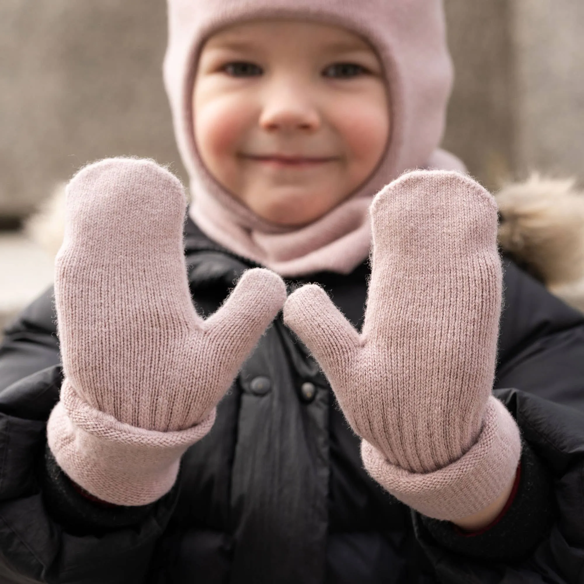 menique - Kids' Mittens Knitted Merino & Cashmere: 3-6 years / Creamy beige