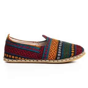 Men's Burgundy Kilim Slip On Shoes