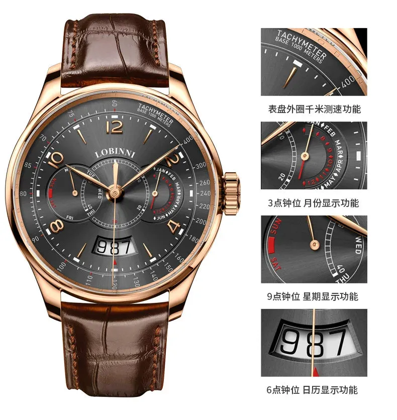 Men's Luxury Sapphire Crystal Waterproof Miyota Automatic Mechanical Wristwatch