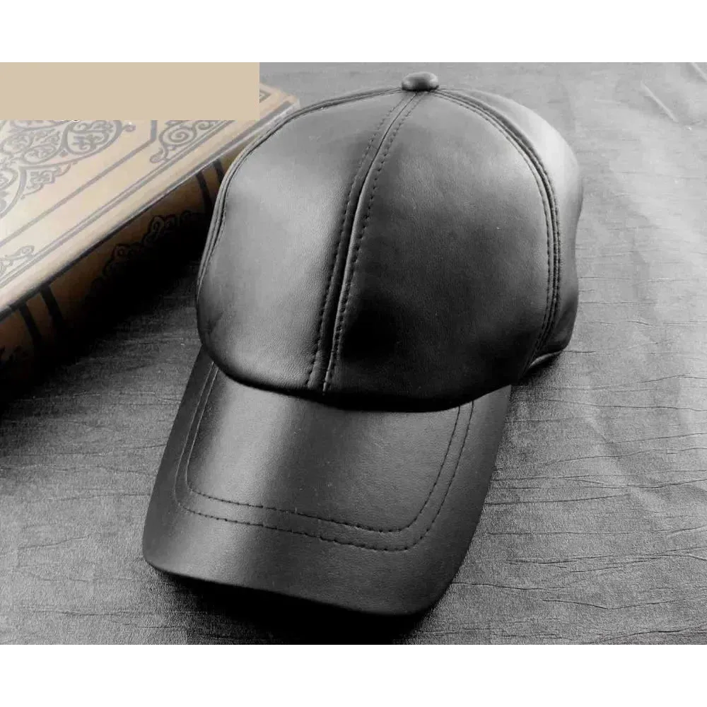 Men's Punk Rock Style Geometric Leather Motorcycle Trucker Baseball Hat