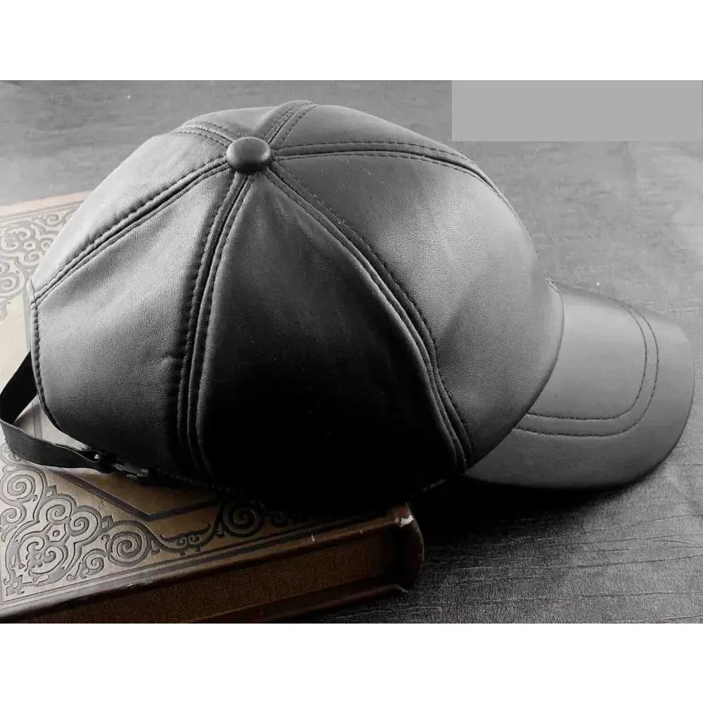 Men's Punk Rock Style Geometric Leather Motorcycle Trucker Baseball Hat