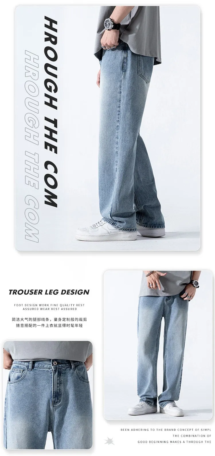 Men's Retro Summer Tide Loose High Street Denim Straight Leg Jeans