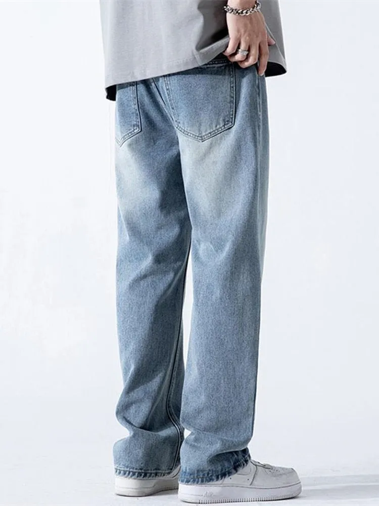 Men's Retro Summer Tide Loose High Street Denim Straight Leg Jeans