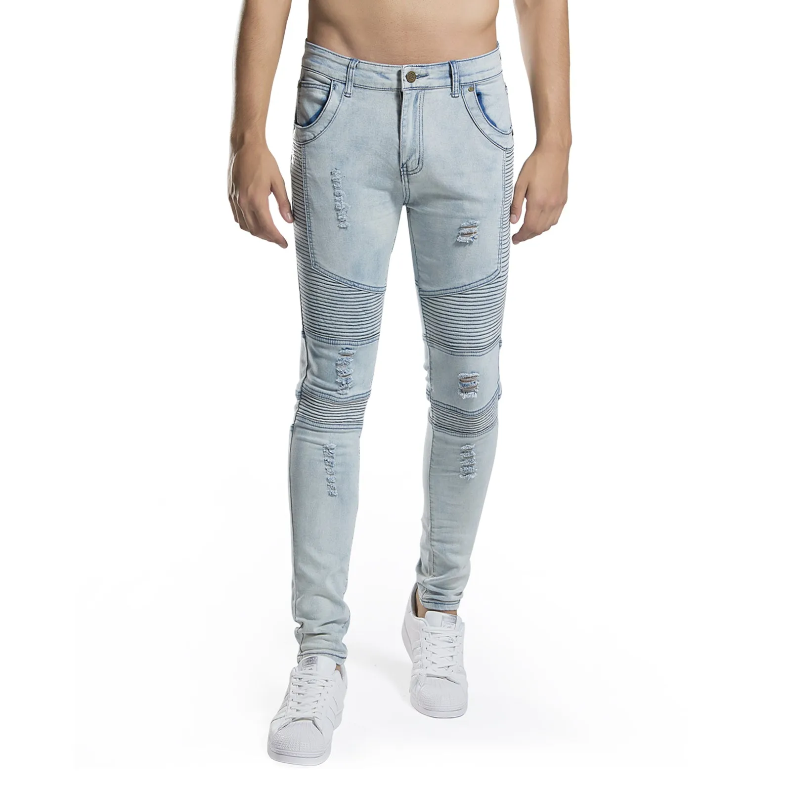 Men's Skinny Super Stretch Fit Ripped Jeans