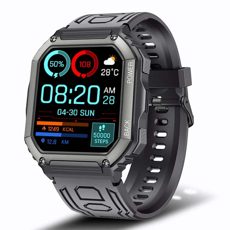 Men's Square Life Waterproof Electronic Movement On-Wrist Smartwatch