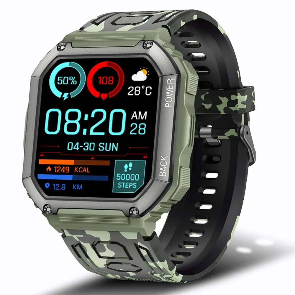 Men's Square Life Waterproof Electronic Movement On-Wrist Smartwatch