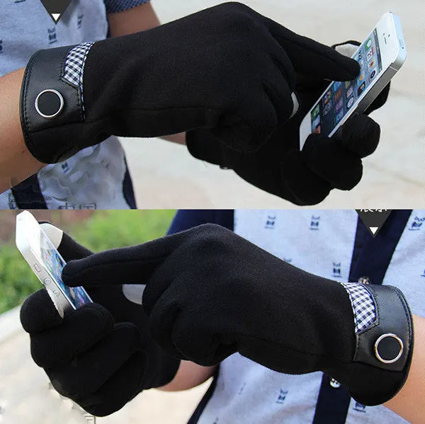 Men's Touch Screen Gloves Smartphone Tablet Full Finger Glove SM6