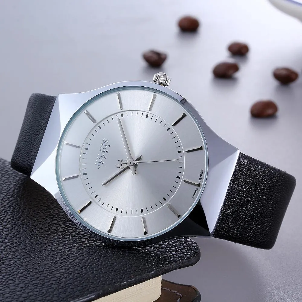 Men's Ultra Thin Full Genuine Leather Waterproof Casual Sports Watches