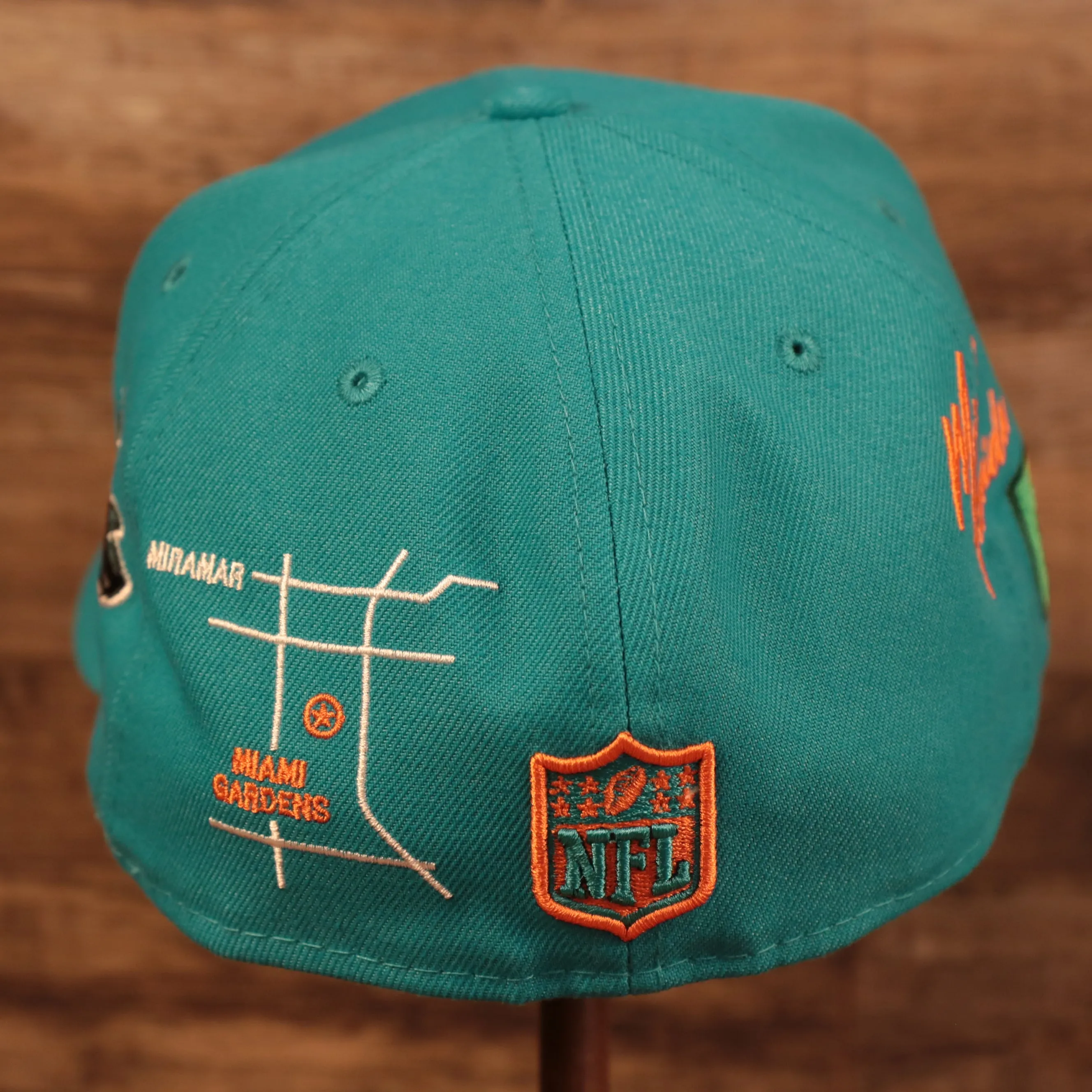 Miami Dolphins City Transit All Over Side Patch Gray Bottom 59Fifty Fitted Cap