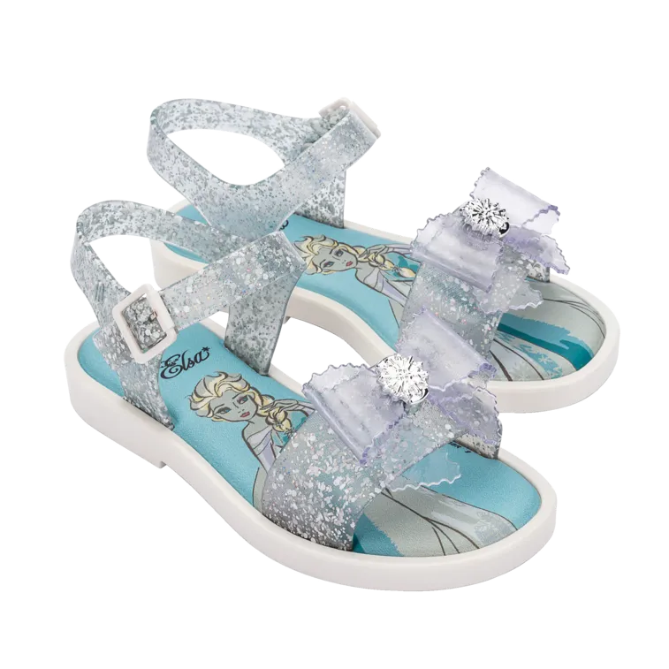 Mini Melissa Mar Sandal + Disney Kids - Glitter Clear / White