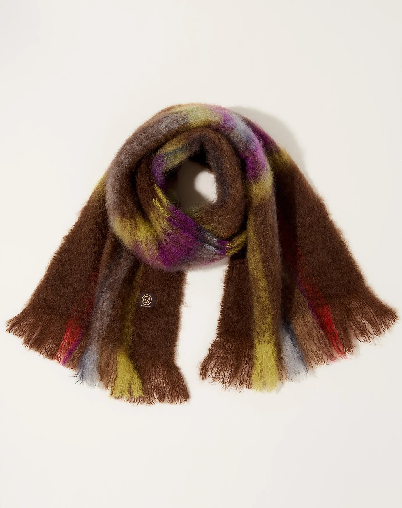 Mohair Tartan Scarf in Brown