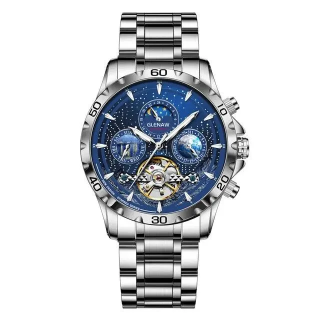 MSW8916 Men's Simple Watch - Starry Sky Moon Phase Mechanical Watches