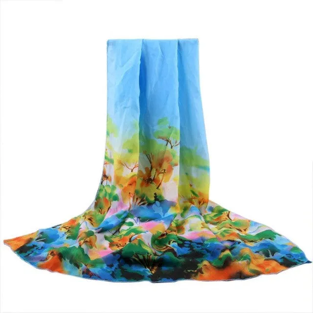 New Fashion ladies scarf flower Print chiffon   Scarves women shawl Beach Cover Up female scarf YLYL SM6