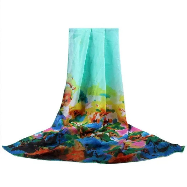 New Fashion ladies scarf flower Print chiffon   Scarves women shawl Beach Cover Up female scarf YLYL SM6