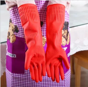 New Kitchen Wash Dishes Cleaning Waterproof Long Sleeve Rubber Latex Gloves Tools SM6