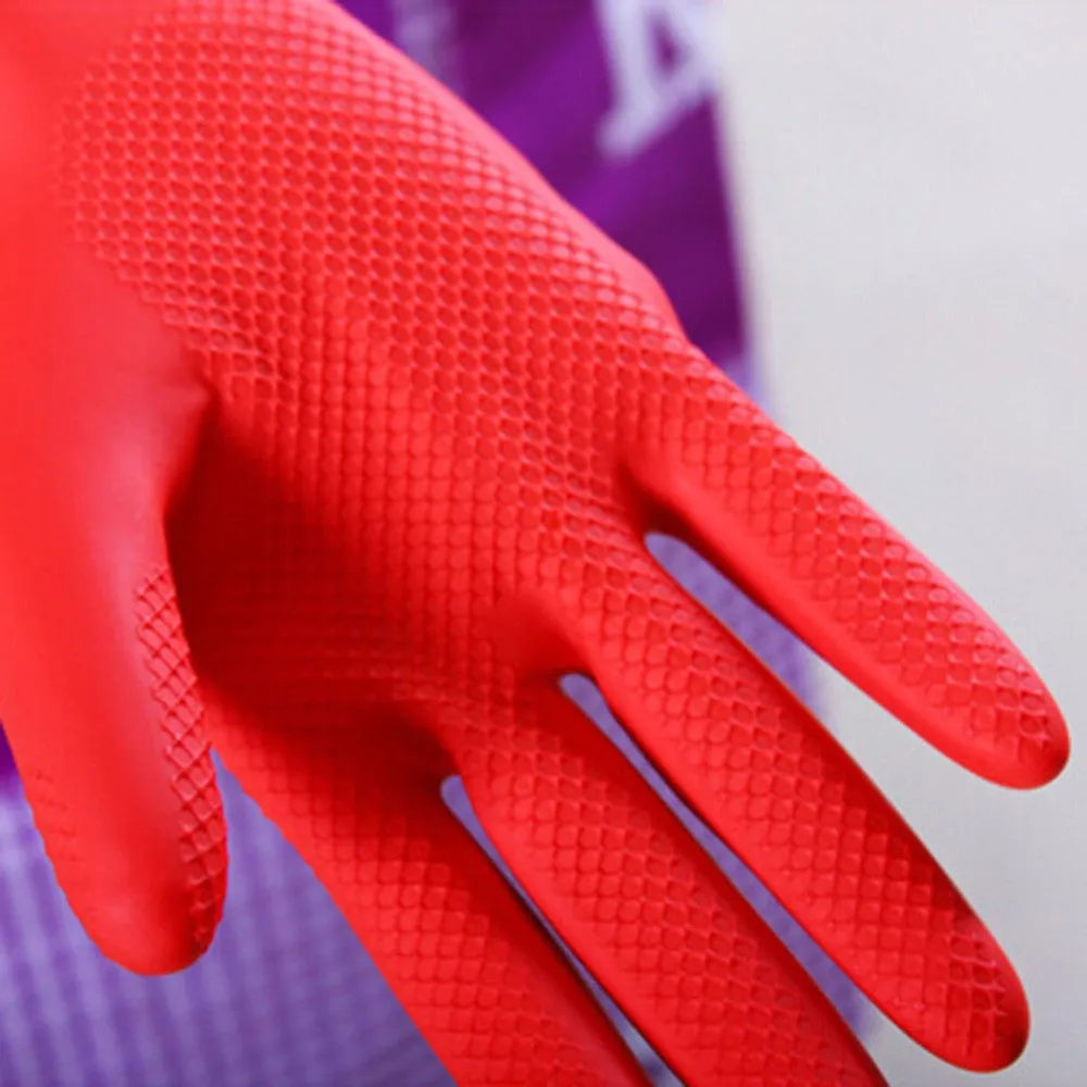 New Kitchen Wash Dishes Cleaning Waterproof Long Sleeve Rubber Latex Gloves Tools SM6