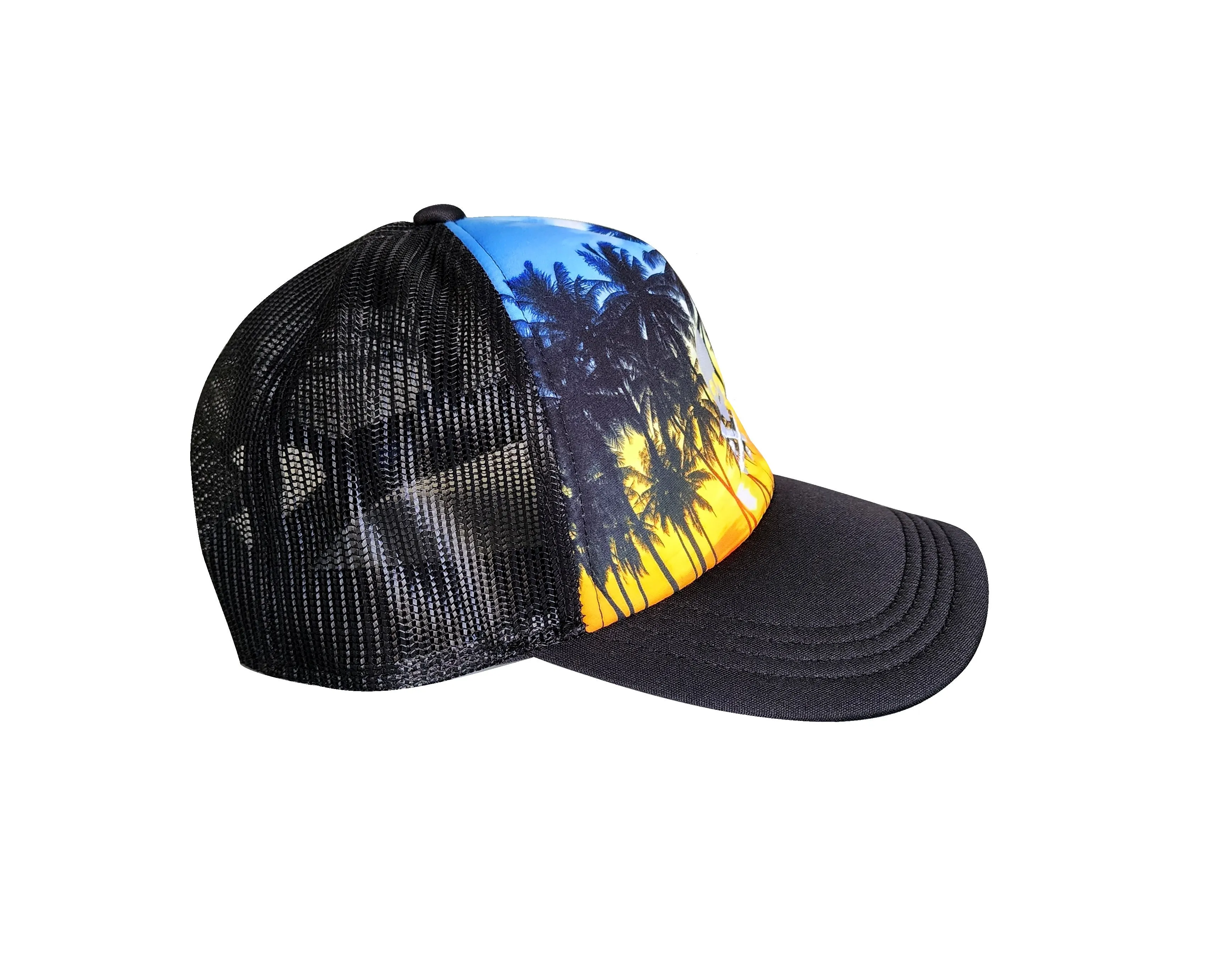 NEW! The RMG Sunset Skull & Bones Trucker Snapback Hat