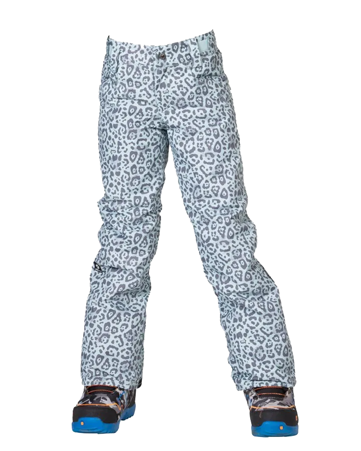 Nikita Cedar Girls Pant Seafoam Cheetah 2021 | Snow Pants Kids | Snow Skiers Warehouse