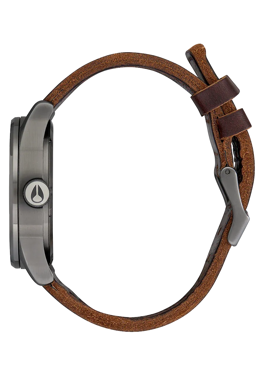 Nixon - Sentry Leather Watch Gunmetal/Black/Brown