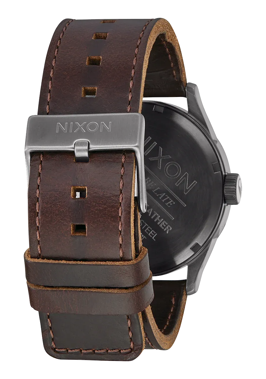 Nixon - Sentry Leather Watch Gunmetal/Black/Brown