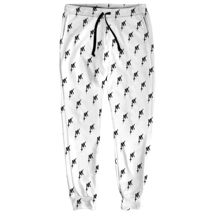 NK PATTERN WHITE JOGGERS