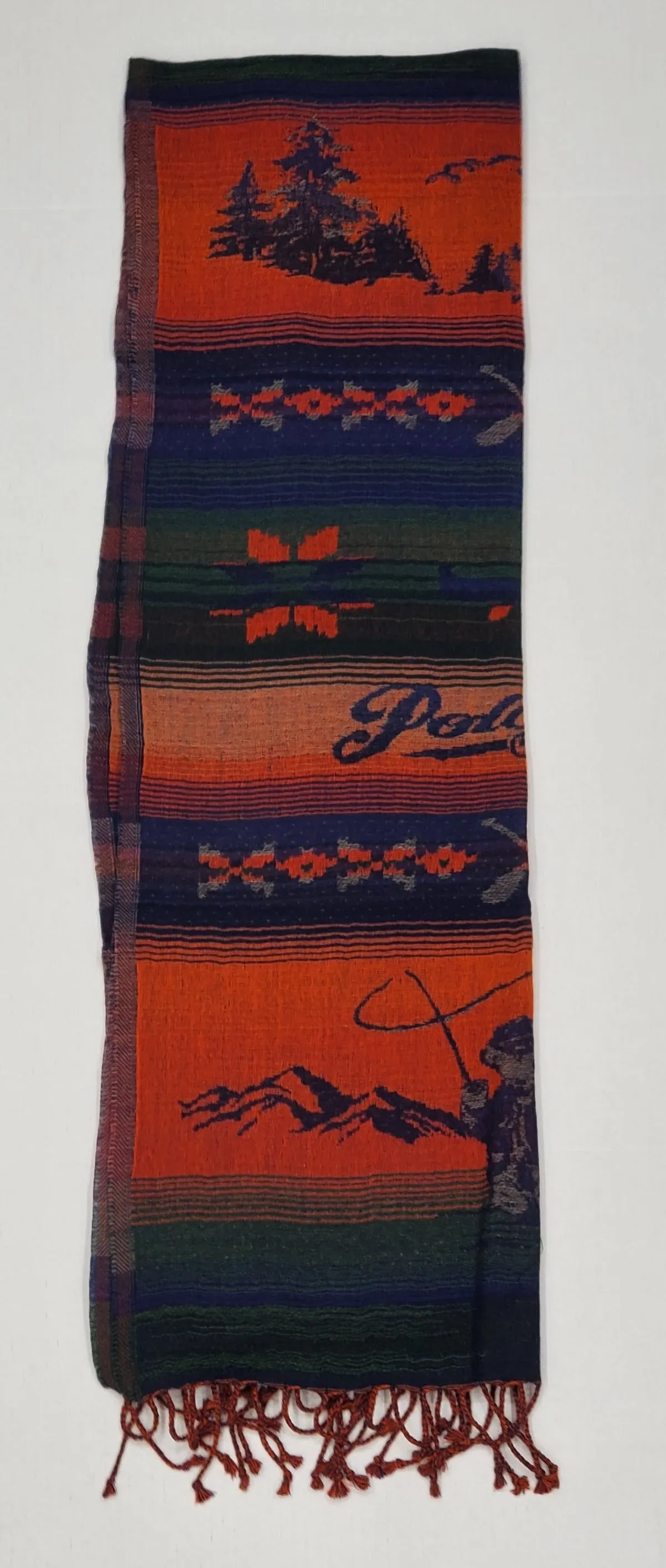 Nwt Polo Ralph Lauren Aztec Print Polo Bears Wool Scarf