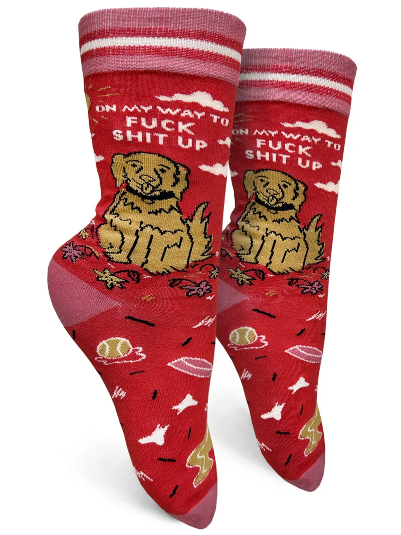 On My Way To Fuck Shit Up Womens Crew Socks