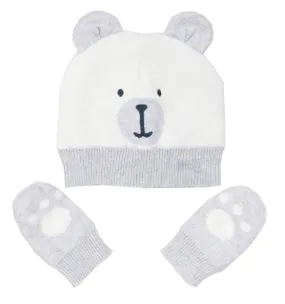 Organic cotton KITE bear hat and mitten set