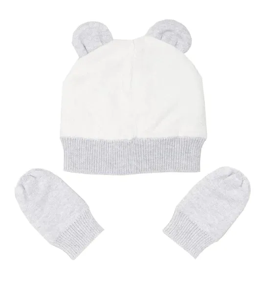 Organic cotton KITE bear hat and mitten set