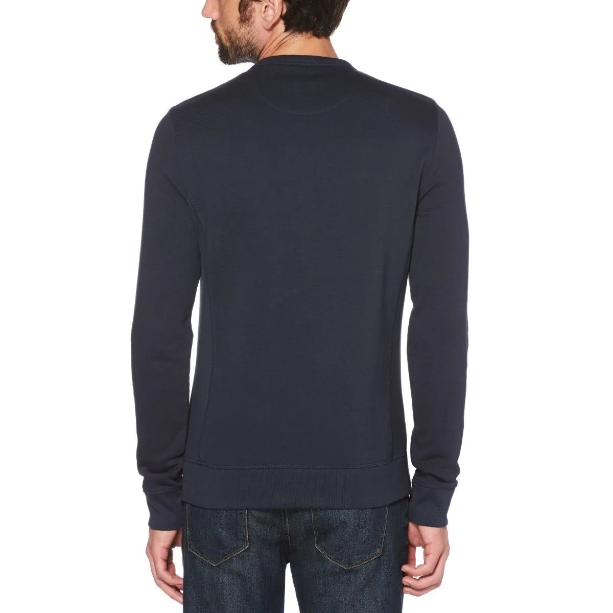 Original Penguin Sticker Pete Crew Neck Sweatshirts Dark Sapphire