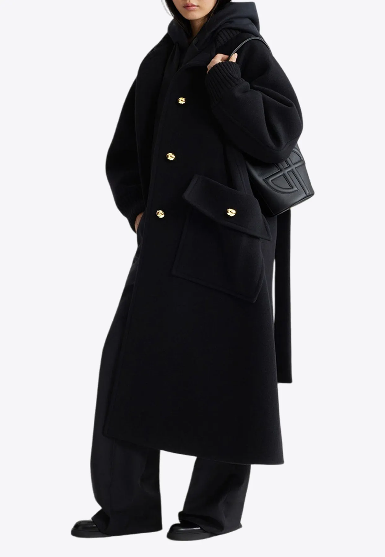 Oversized Single-Breasted Wool Blend Coat