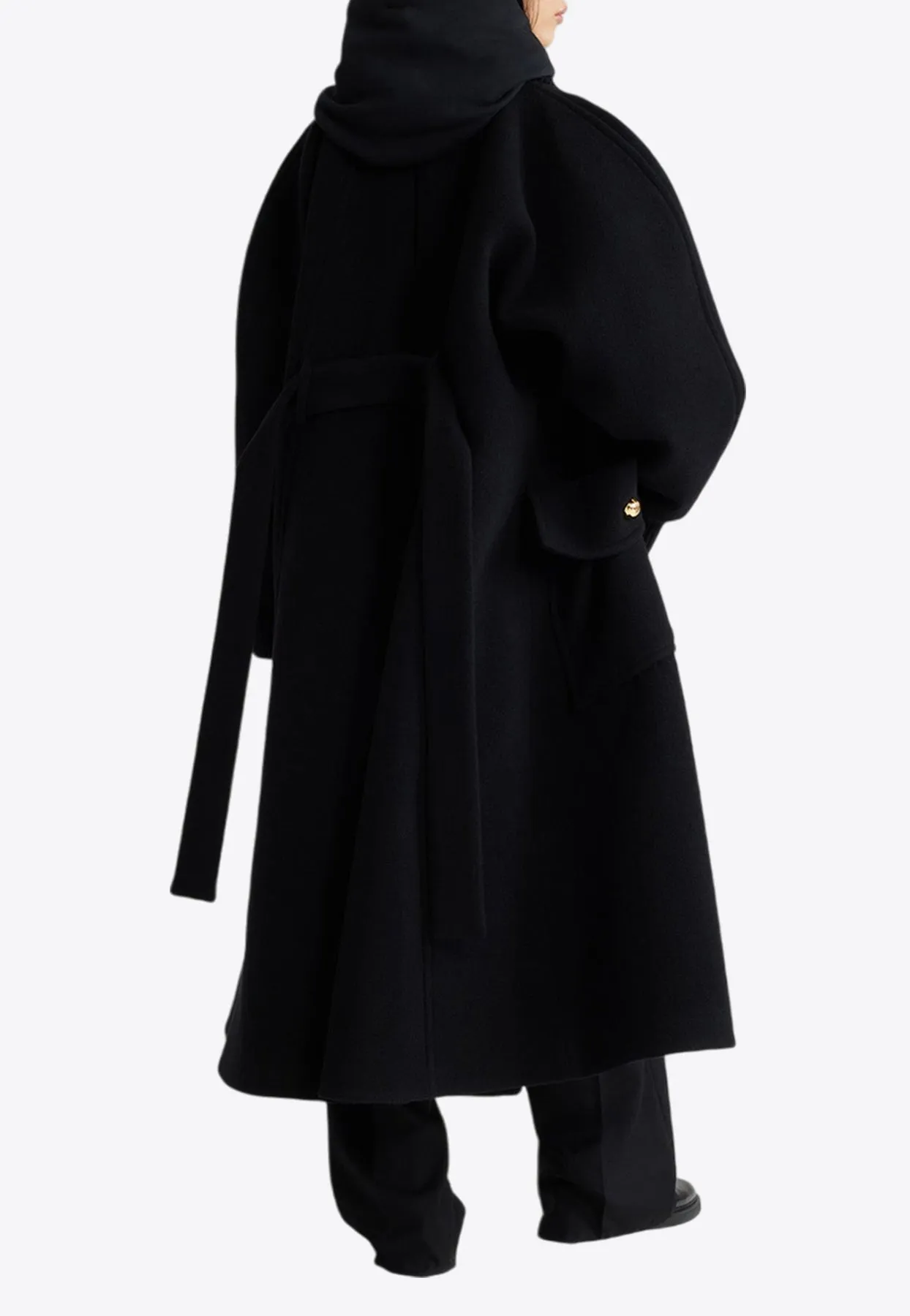 Oversized Single-Breasted Wool Blend Coat