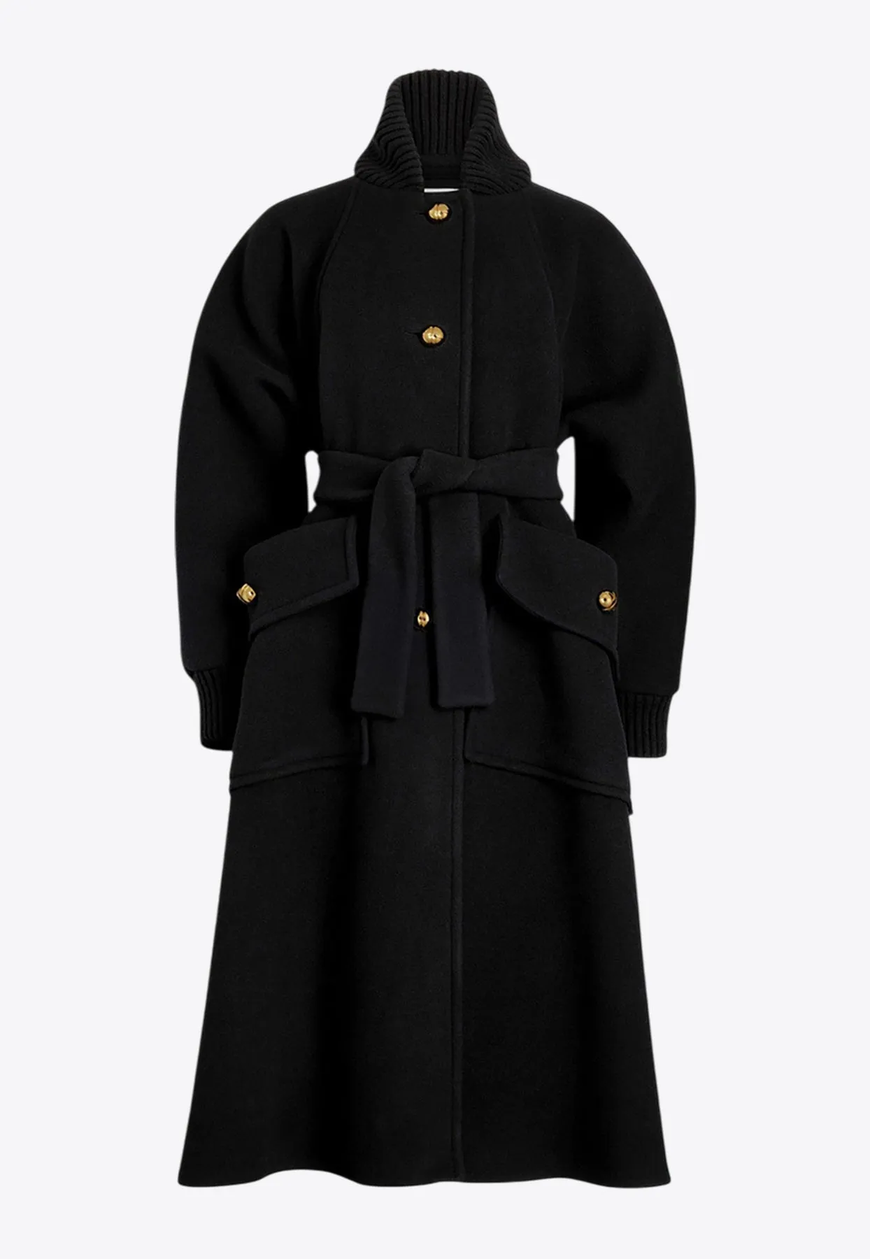 Oversized Single-Breasted Wool Blend Coat